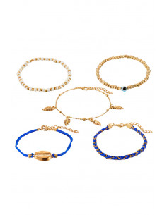 Set 5 bratari elegante pentru glezna, scoica, Nazar, margelute si frunzulite 2
