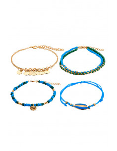 Set 4 bratari pentru glezna, scoici pictate, margelute, banuti 2
