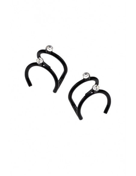 Cercel ear cuff, model inele dublu cu cristale mici