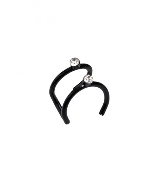 Cercel ear cuff, model inele dublu cu cristale mici