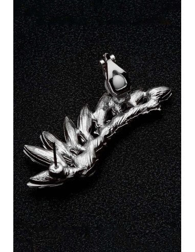 Cercel ear cuff elegant, sir dublu de cristale rotunde si ascutite