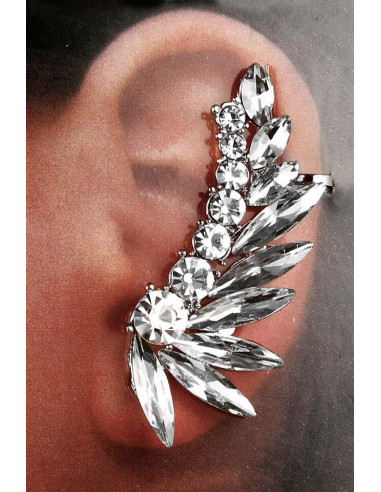 Cercel ear cuff elegant, sir dublu de cristale rotunde si ascutite