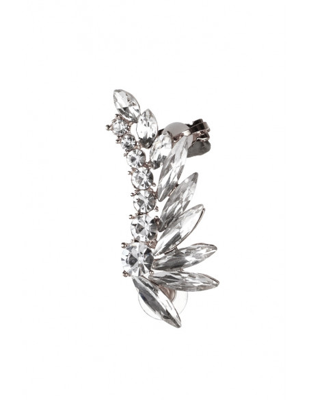 Cercel ear cuff elegant, sir dublu de cristale rotunde si ascutite