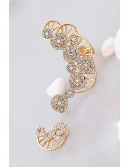 Set cercel ear cuff si cercel, cercuri cu cristale si raze