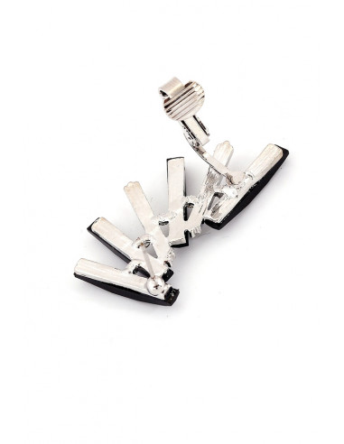 Cercel ear cuff elegant, baghete de cristal negru si albe rotunde