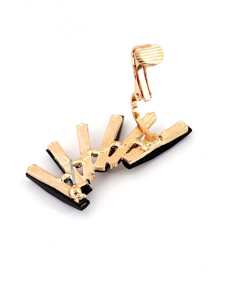 Cercel ear cuff elegant, baghete de cristal negru si albe rotunde