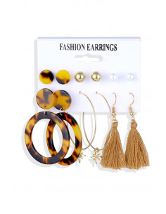 Set de 6 perechi de cercei, cercuri, hula hoops cu stelute, canafi si bilute 2