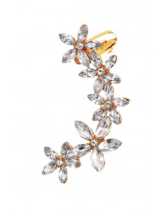Cercel ear cuff cu 5 floricele, cristale fatetate ascutite