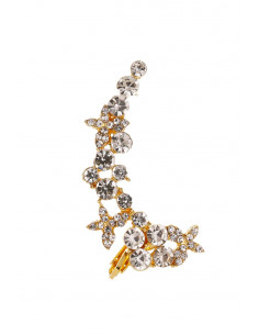 Cercel ear cuff cu fluturasi si cristale rotunde transparente