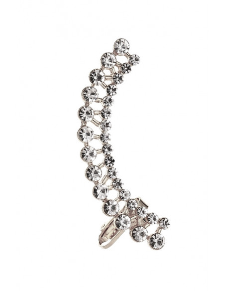 Cercel ear cuff cu doua randuri de cristale rotunde transparente