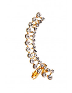 Cercel ear cuff cu doua randuri de cristale rotunde transparente