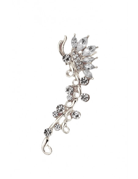 Cercel ear cuff model fluture, cristale rotunde si ascutite cat-eye