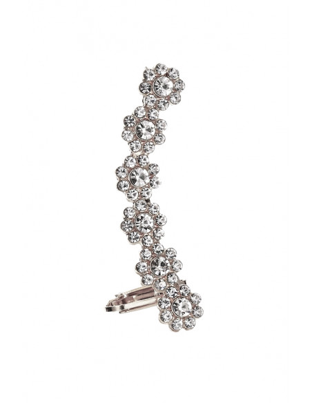 Cercel ear cuff, 6 flori din cristale rotunde fatetate