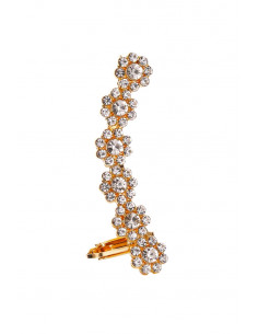 Cercel ear cuff, 6 flori din cristale rotunde fatetate