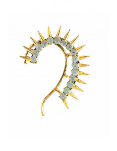 Cercel ear cuff pe toata urechea, cristale rotunde si tepi, prindere fara gaura 2
