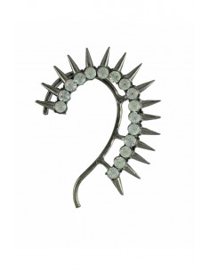 Cercel ear cuff pe toata urechea, cristale rotunde si tepi, prindere fara gaura