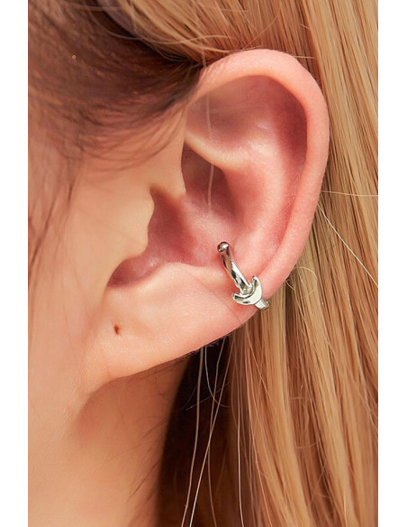 Cercel ear cuff minimal, veriga ingusta cu semiluna
