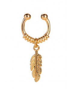 Cercel ear cuff minimal, veriga rotunda cu pana