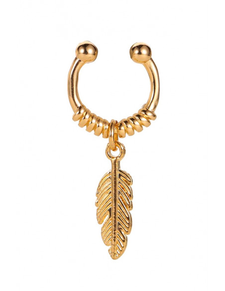 Cercel ear cuff minimal, veriga rotunda cu pana