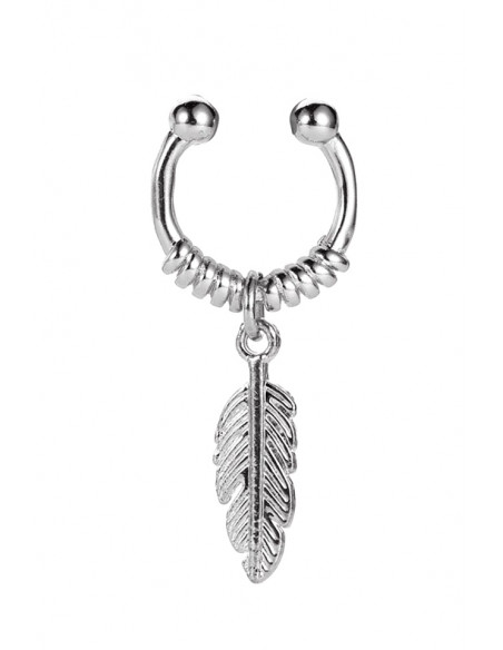 Cercel ear cuff minimal, veriga rotunda cu pana