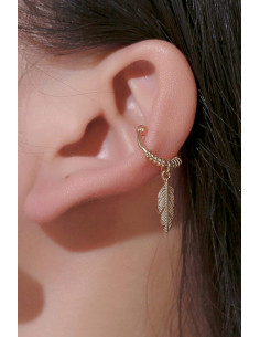 Cercel ear cuff minimal, veriga rotunda cu pana 2