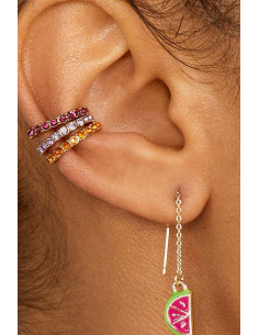 Cercel ear cuff rotund, cristale mici fatetate, in suport cu zimti 2