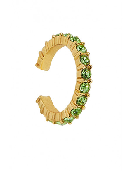 Cercel ear cuff rotund, cristale mici fatetate, in suport cu zimti