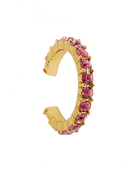 Cercel ear cuff rotund, cristale mici fatetate, in suport cu zimti