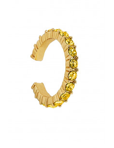 Cercel ear cuff rotund, cristale mici fatetate, in suport cu zimti