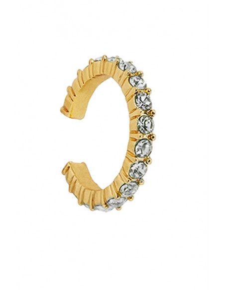 Cercel ear cuff rotund, cristale mici fatetate, in suport cu zimti