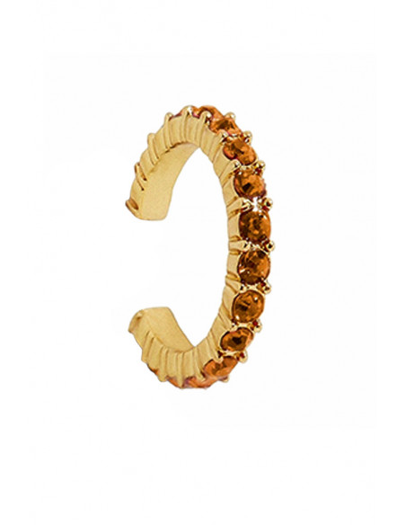 Cercel ear cuff rotund, cristale mici fatetate, in suport cu zimti
