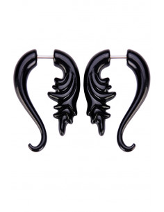 Ear expander fals, model tribal cu panas, din plastic negru