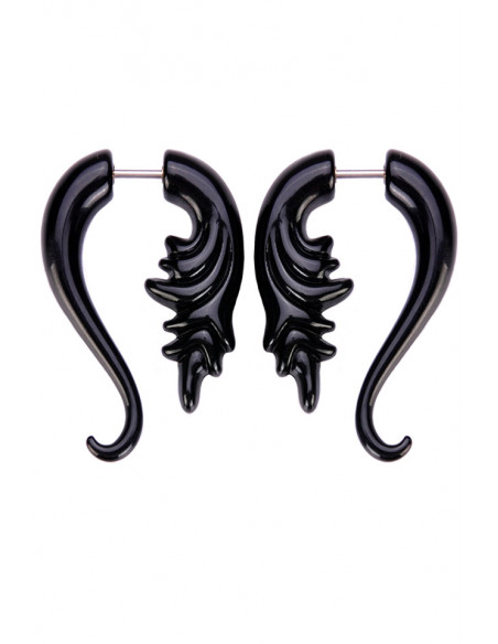 Ear expander fals, model tribal cu panas, din plastic negru