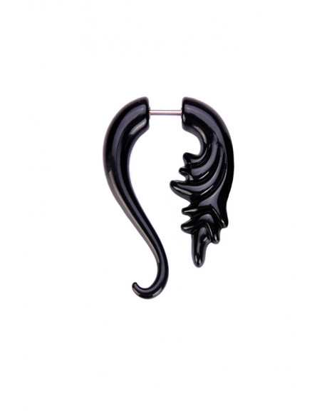 Ear expander fals, model tribal cu panas, din plastic negru