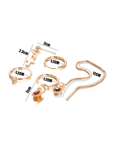 Set cercei si ear cuff cu cruciulita, romb, verigi si cristale