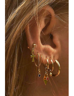 Set cercei si ear cuff cu cruciulita, romb, verigi si cristale