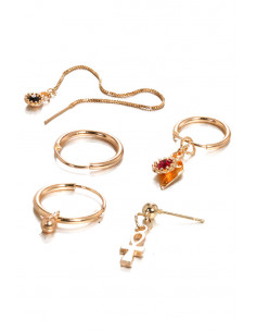 Set cercei si ear cuff cu cruciulita, romb, verigi si cristale 2