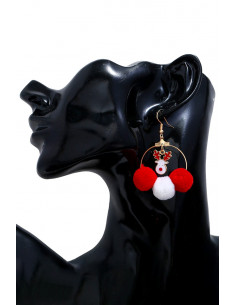 Cercei de Craciun, inele cu motocei si figurine reni pictati 2