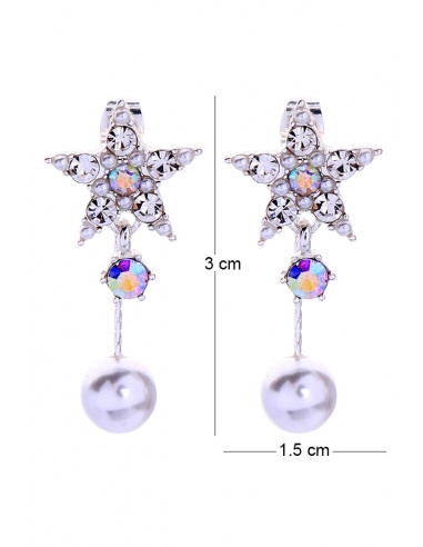 Cercei eleganti, stelute cu cristale stralucitoare si perle