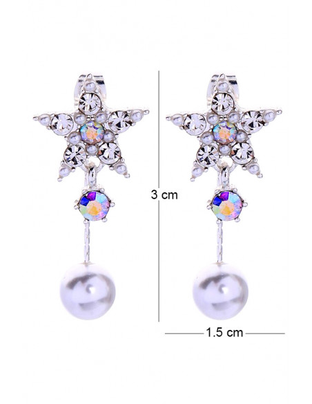 Cercei eleganti, stelute cu cristale stralucitoare si perle