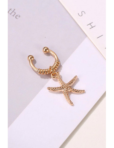 Cercel ear cuff minimal, veriga rotunda cu stea de mare