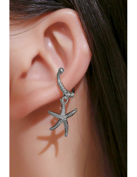 Cercel ear cuff minimal, veriga rotunda cu stea de mare