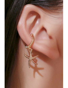 Cercel ear cuff minimal, veriga rotunda cu stea de mare 2