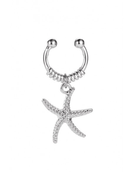 Cercel ear cuff minimal, veriga rotunda cu stea de mare