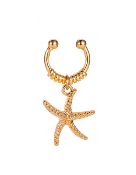 Cercel ear cuff minimal, veriga rotunda cu stea de mare