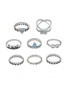 Set 8 inele boho, modele cu inimioare, Love, infinit si cristale 2