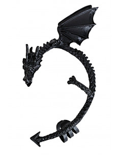 Cercel tip ear cuff, dragon incolacit cu aripi mari, prindere dubla, pe ureche