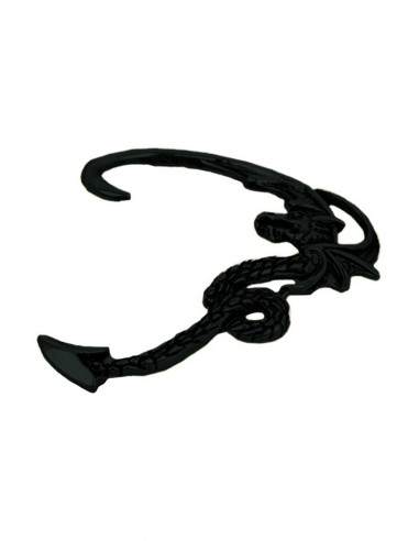 Cercel tip ear cuff, model cu dragon cu aripi incovoiate pe toata urechea, prindere in ureche