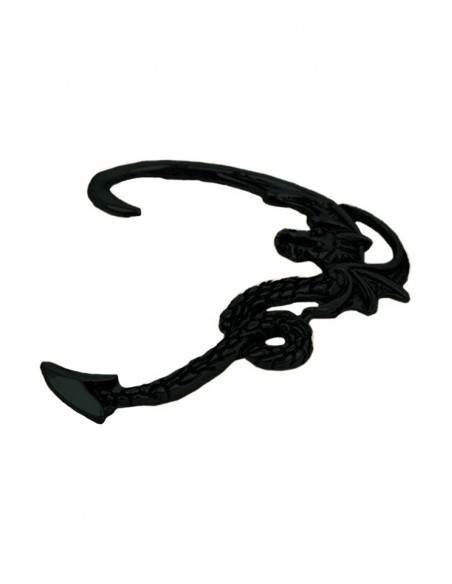 Cercel tip ear cuff, model cu dragon cu aripi incovoiate pe toata urechea, prindere in ureche