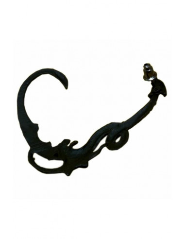 Cercel tip ear cuff, model cu dragon cu aripi incovoiate pe toata urechea, prindere in ureche